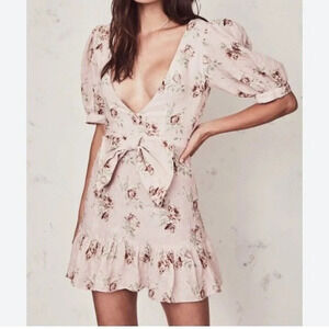LoveShackFancy Pink Rose Lena Mini Dress $395